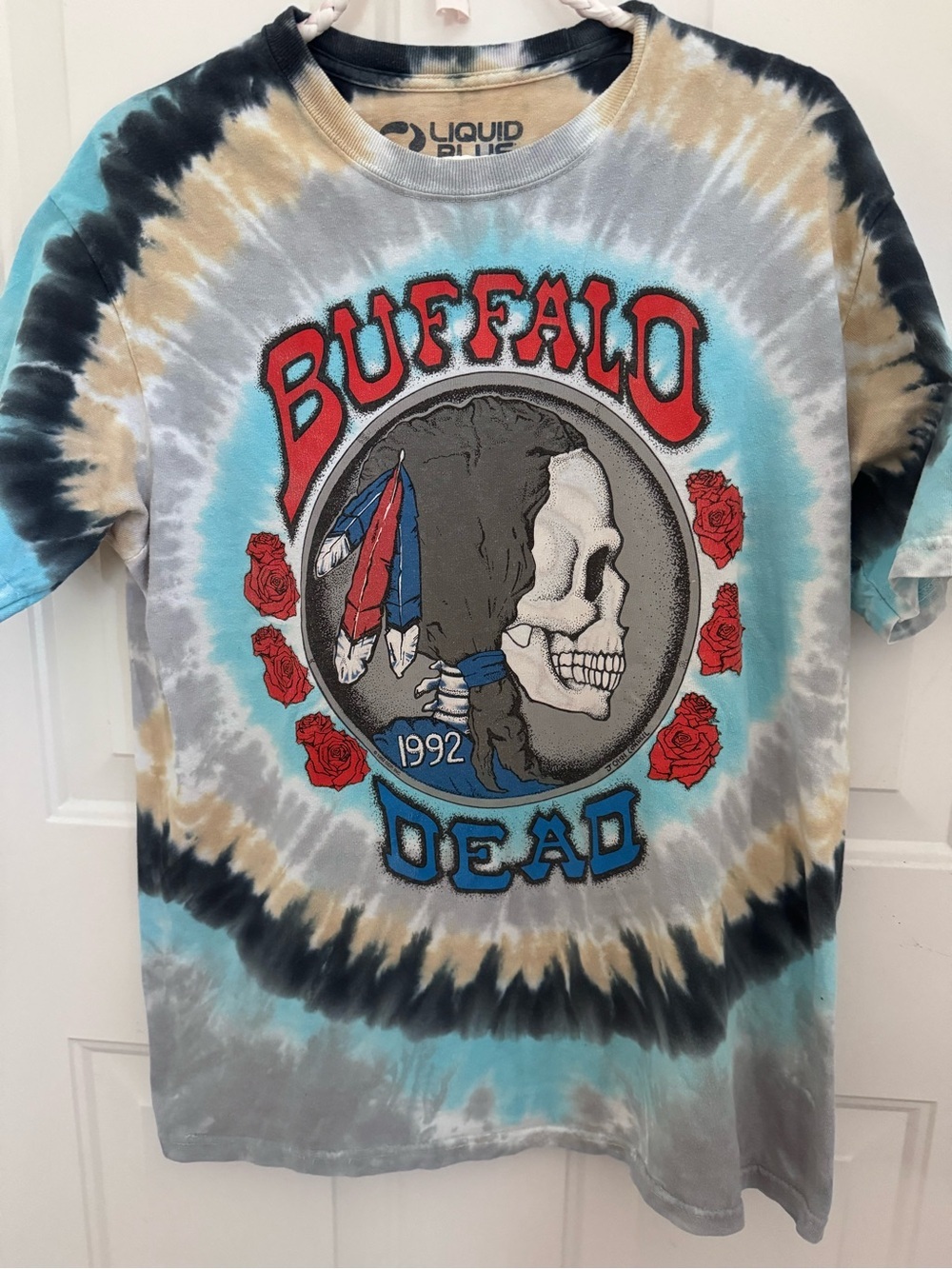 Buffalo Dead Grateful Dead Liquid Blue Rich Stadium Buffalo Nickel Tie-Dye T-S